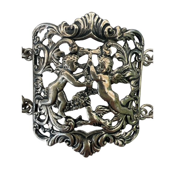 Vintage Cini Gueglielmo Bracelet Cherub & Lion Motif 7.5" long 72.7 grams of hef - Picture 2 of 10